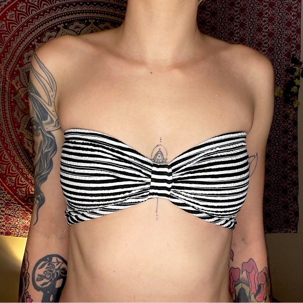 Black and White striped Bandeau